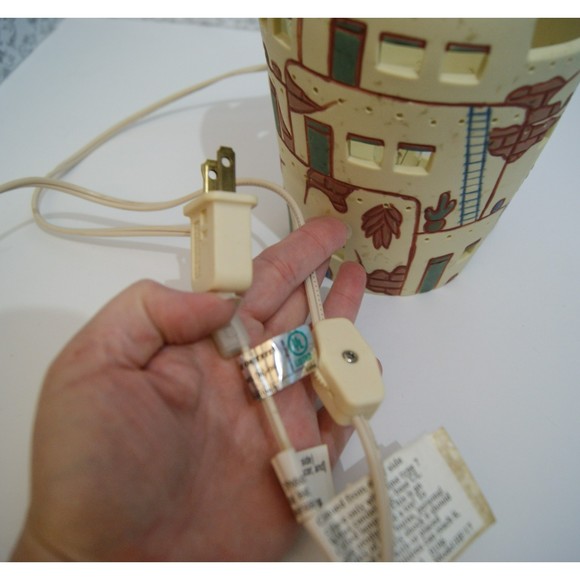 Ceramic Village Lamp with Brown and Cream Accents - Picture 9 of 10